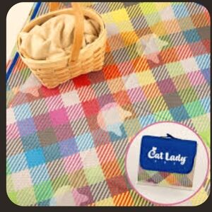 NEW Cat Lady Box Picnic Blanket With Handle Easy to Fold